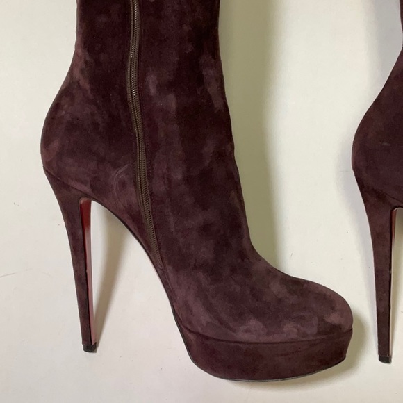 Christian Louboutin Lady 140 boot Veau Velours, brown suede platform stiletto - Picture 3 of 10